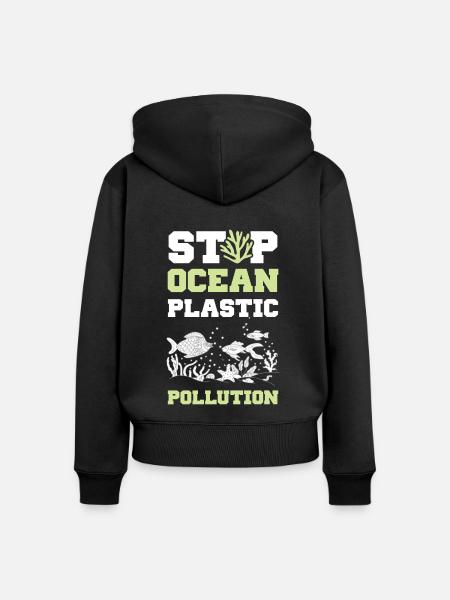 plastik save the ocean - Frauen Premium Bio Zip Hoodie - Schwarz