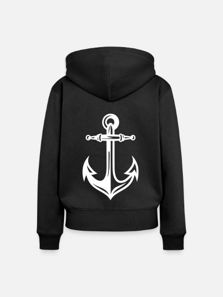 Anker Hafen - Frauen Premium Bio Zip Hoodie - Schwarz