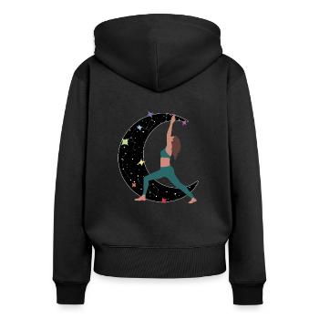 Warrior Princess Yoga Charity Logo - Frauen Premium Bio Zip Hoodie - Schwarz - Hinten - Julia (174cm)