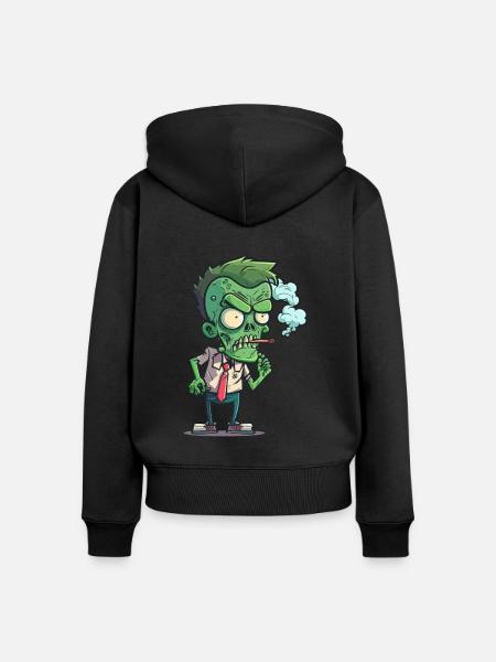 Untotes Nikotin - Frauen Premium Bio Zip Hoodie - Schwarz