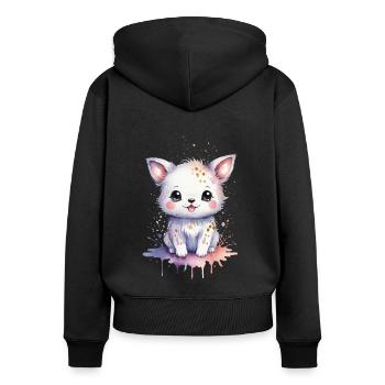 Puppy Love: Watercolor Kawaii Pup - Women's Premium Organic Zip Hoodie - black - Back - Julia (174cm)