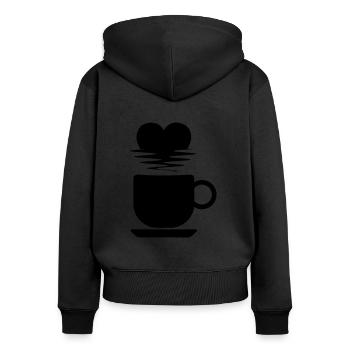 Les amateurs de café. - Sweat à capuche zippé Premium bio Femme - noir - Dos - Julia (174cm)
