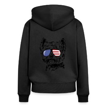 West Highland White Terrier America Flag Goggles - Women's Premium Organic Zip Hoodie - black - Back - Julia (174cm)