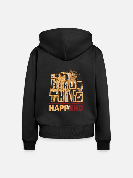 Stilvolles Graffiti und Happy - Frauen Premium Bio Zip Hoodie - Schwarz