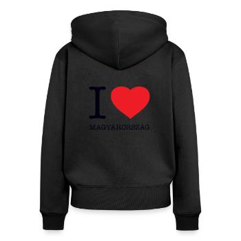 I LOVE MAGYARORSZAG Hungary Ungarn - Frauen Premium Bio Zip Hoodie - Schwarz - Hinten - Julia (174cm)