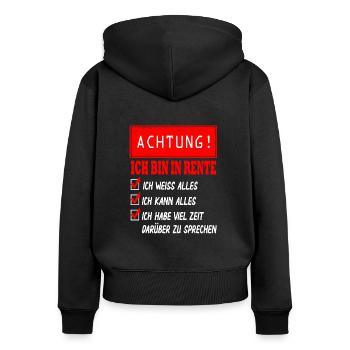 Ich bin in Rente - Rentner 2021 Rentnerin 2021 - Frauen Premium Bio Zip Hoodie - Schwarz - Hinten - Julia (174cm)