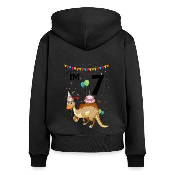 Dinosaurier Motif für Paläontologen - Frauen Premium Bio Zip Hoodie - Schwarz - Hinten - Julia (174cm)