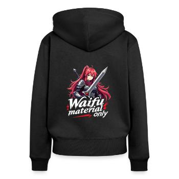 WAIFU MATERIAL ONLY - Warrior - Women's Premium Organic Zip Hoodie - black - Back - Julia (174cm)