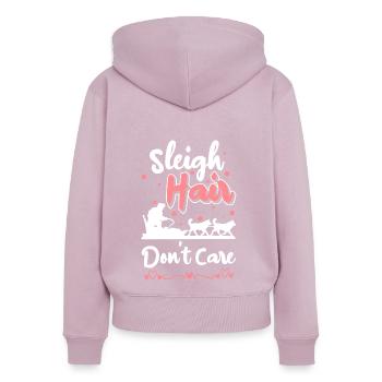 Rodeln Weihnachten Wintersport Holzschlitten - Frauen Premium Bio Zip Hoodie - Altrosa - Hinten - Julia (174cm)