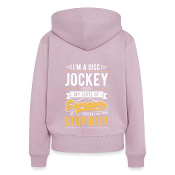 DJ Club Electro - Frauen Premium Bio Zip Hoodie - Altrosa - Hinten - Julia (174cm)
