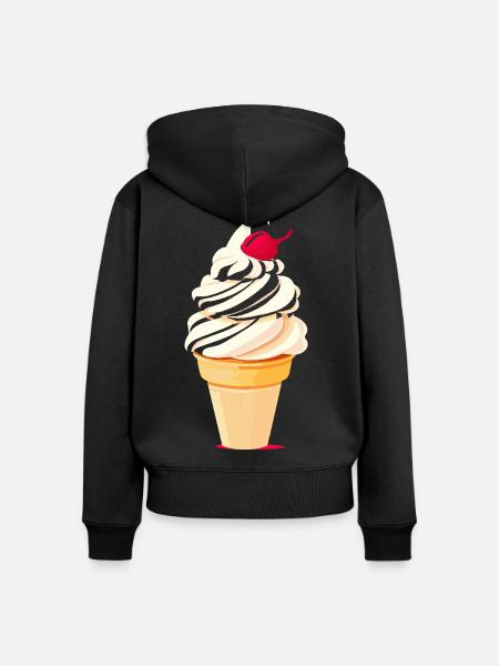 Eiscreme Tüte Grafik - Frauen Premium Bio Zip Hoodie - Schwarz