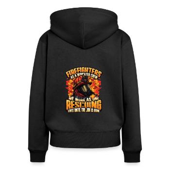 Slogan des pompiers, Brigade de pompiers volontaires - Sweat à capuche zippé Premium bio Femme - noir - Dos - Julia (174cm)