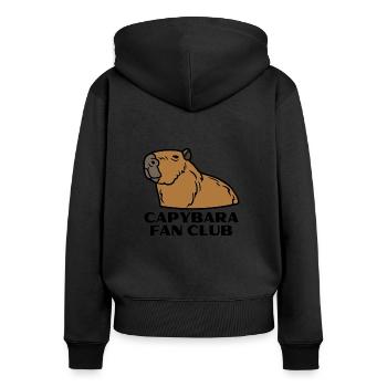 Capybara Fan Club - Frauen Premium Bio Zip Hoodie - Schwarz - Hinten - Julia (174cm)