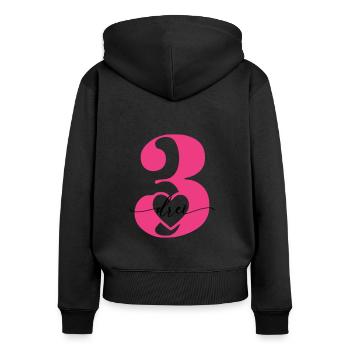Ziffer Drei 3 mit Herz - Frauen Premium Bio Zip Hoodie - Schwarz - Hinten - Julia (174cm)