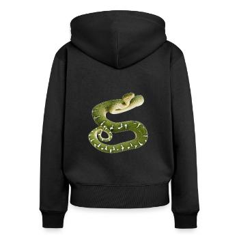 Snake reptile green white - Women's Premium Organic Zip Hoodie - black - Back - Julia (174cm)