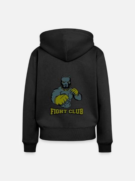dog fighter fight club - Frauen Premium Bio Zip Hoodie - Schwarz
