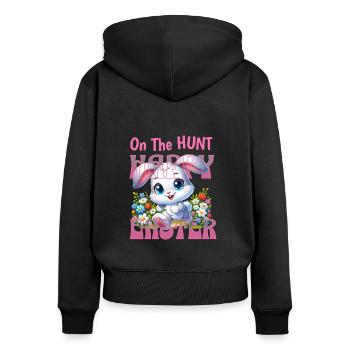 EASTER BUNNY "Happy Easter" - Women's Premium Organic Zip Hoodie - black - Back - Julia (174cm)