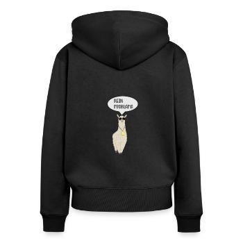 No Problama Lama Llama Cooles Tier Geschenk Shirt - Frauen Premium Bio Zip Hoodie - Schwarz - Hinten - Julia (174cm)