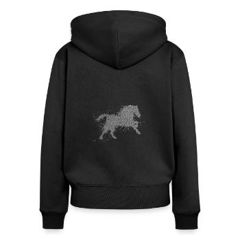 Horse - Frauen Premium Bio Zip Hoodie - Schwarz - Hinten - Julia (174cm)