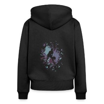 Tennis Wait Color Splash - Frauen Premium Bio Zip Hoodie - Schwarz - Hinten - Julia (174cm)