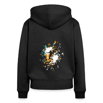 Soccer Striker Shoot Color Splash - Women's Premium Organic Zip Hoodie - black - Back - Julia (174cm)