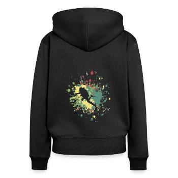 Éclaboussure de couleur De plongeur - Sweat à capuche zippé Premium bio Femme - noir - Dos - Julia (174cm)