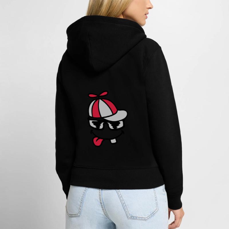 Comic Face Propeller Cap Éolienne Sweat à capuche zippé Premium bio Femme