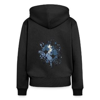 Duck Footprint Color Splash - Frauen Premium Bio Zip Hoodie - Schwarz - Hinten - Julia (174cm)