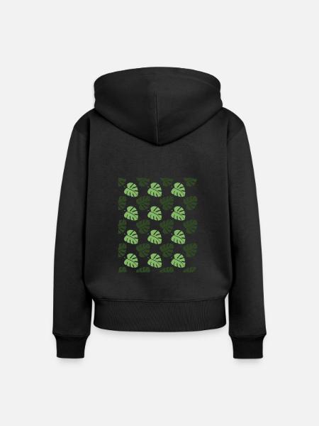 Monstera Muster - Frauen Premium Bio Zip Hoodie - Schwarz