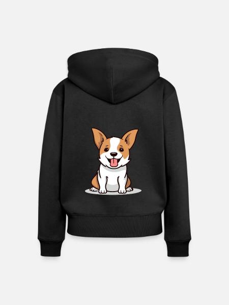 Corgi - Frauen Premium Bio Zip Hoodie - Schwarz