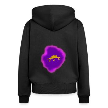 OVNI violet - Sweat à capuche zippé Premium bio Femme - noir - Dos - Julia (174cm)