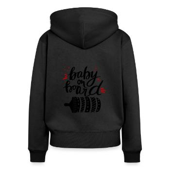 Bébé à bord Grossesse Enceinte - Sweat à capuche zippé Premium bio Femme - noir - Dos - Julia (174cm)