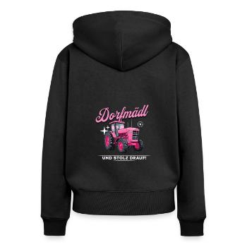 Dorfmädl und stolz drauf - Für Frauen vom Dorf! - Frauen Premium Bio Zip Hoodie - Schwarz - Hinten - Julia (174cm)