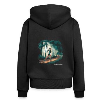 Running is My Therapy – Laufen in der Natur - Frauen Premium Bio Zip Hoodie - Schwarz - Hinten - Julia (174cm)