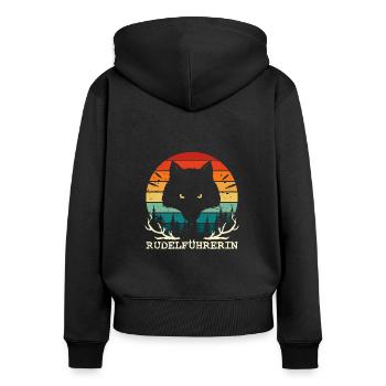 Rudelführerin - JGA Mutter Wolf Team Muttertag - Frauen Premium Bio Zip Hoodie - Schwarz - Hinten - Julia (174cm)