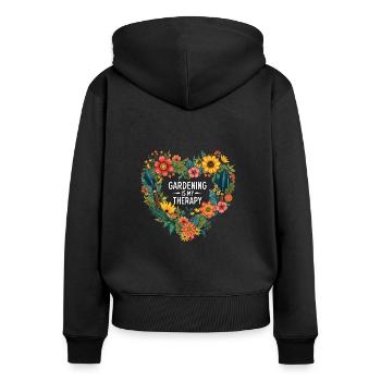 Le jardinage est ma thérapie – Nature & Relaxation - Sweat à capuche zippé Premium bio Femme - noir - Dos - Julia (174cm)
