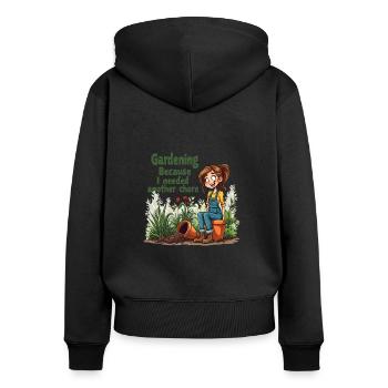 Le jardinage est ma thérapie Jardinage amusant - Sweat à capuche zippé Premium bio Femme - noir - Dos - Julia (174cm)
