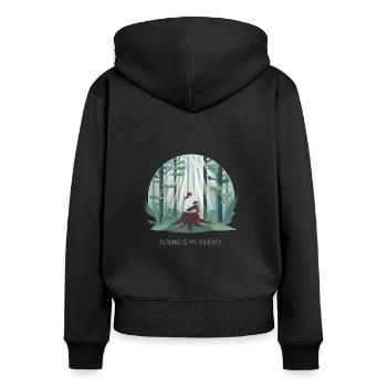 La lecture est ma thérapie – Livres et relaxation - Sweat à capuche zippé Premium bio Femme - noir - Dos - Julia (174cm)