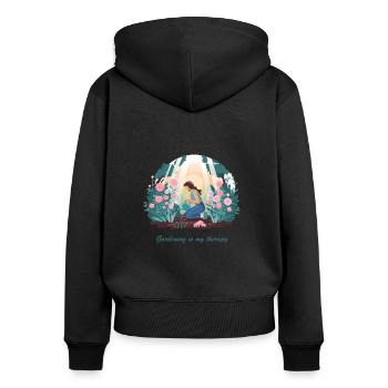 Le jardinage est ma thérapie – Nature & Relaxation - Sweat à capuche zippé Premium bio Femme - noir - Dos - Julia (174cm)
