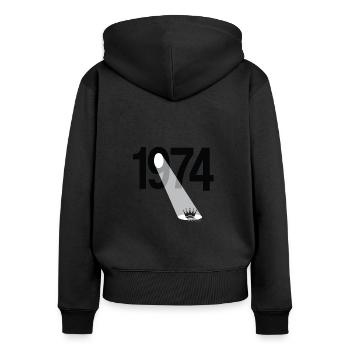1974 Year of birth - Women's Premium Organic Zip Hoodie - black - Back - Julia (174cm)