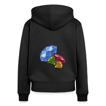 Facettenkristalle im Farbkreis - Frauen Premium Bio Zip Hoodie - Schwarz - Hinten - Julia (174cm)