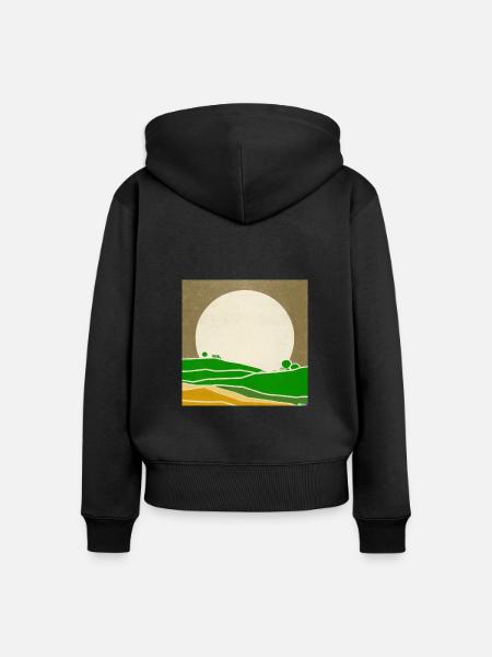 Retro Sunset - Frauen Premium Bio Zip Hoodie - Schwarz