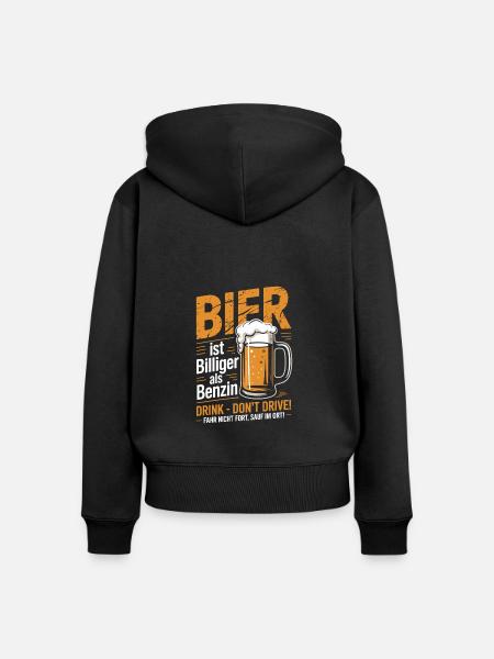Witziges Bier Design - Frauen Premium Bio Zip Hoodie - Schwarz
