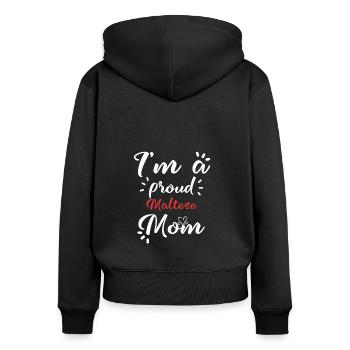 chiens maltais chemise pour fière maman Maltais - Sweat à capuche zippé Premium bio Femme - noir - Dos - Julia (174cm)