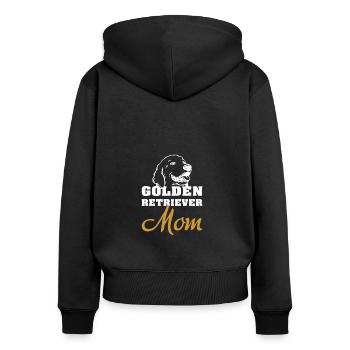 Golden Retriever maman T-shirt cadeau - Sweat à capuche zippé Premium bio Femme - noir - Dos - Julia (174cm)