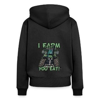 Ich baue dich auf DeutzFahr 617 - Frauen Premium Bio Zip Hoodie - Schwarz - Hinten - Julia (174cm)