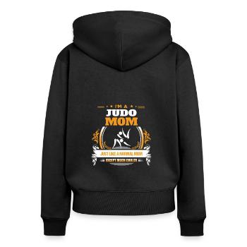 Judo Mom Shirt Geschenkidee - Frauen Premium Bio Zip Hoodie - Schwarz - Hinten - Julia (174cm)