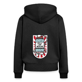 Musik ist meine Medizin - Frauen Premium Bio Zip Hoodie - Schwarz - Hinten - Julia (174cm)