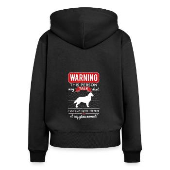 Flat Coated Retriever Shirt Geschenk - Frauen Premium Bio Zip Hoodie - Schwarz - Hinten - Julia (174cm)