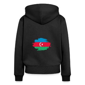 drapeau indigène, l'origine de l'amour Azerbaïdjan .png - Sweat à capuche zippé Premium bio Femme - noir - Dos - Julia (174cm)